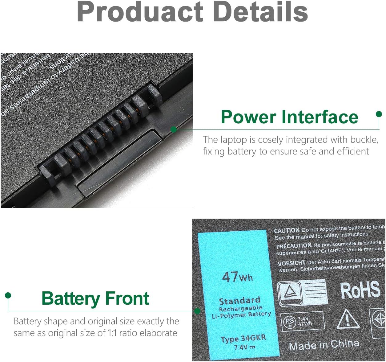 Dell Latitude E7440 E7450 Laptop Battery