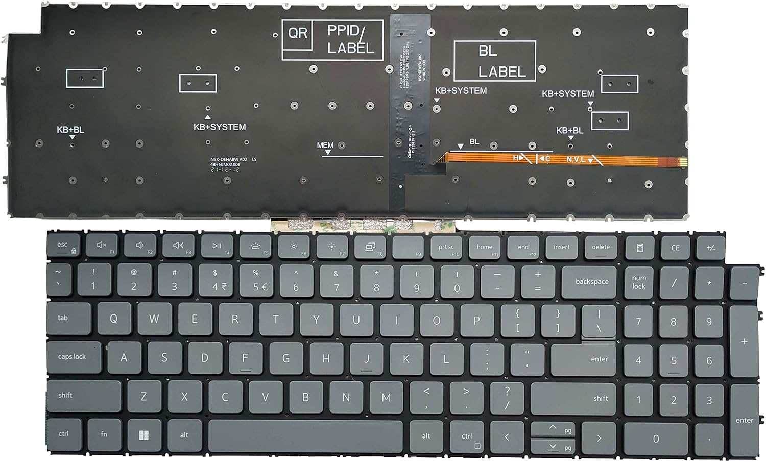 Dell Latitude 3520 Vostro 5510 Inspiron 3510 Keyboard Backlit Gray