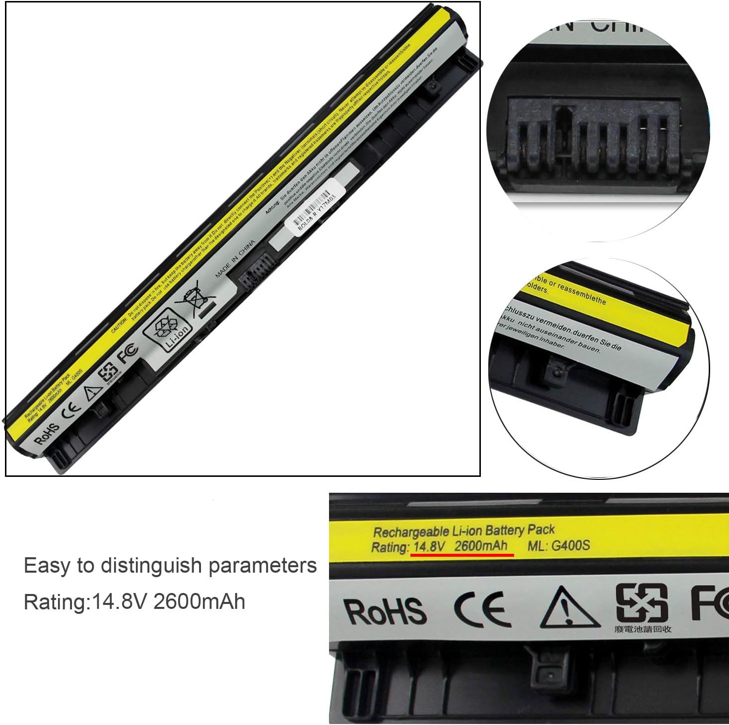 Batteria 4 Celle 14.4V Per Lenovo IdeaPad G400s, G500s, Z40, Z50, G50-70, G50-80