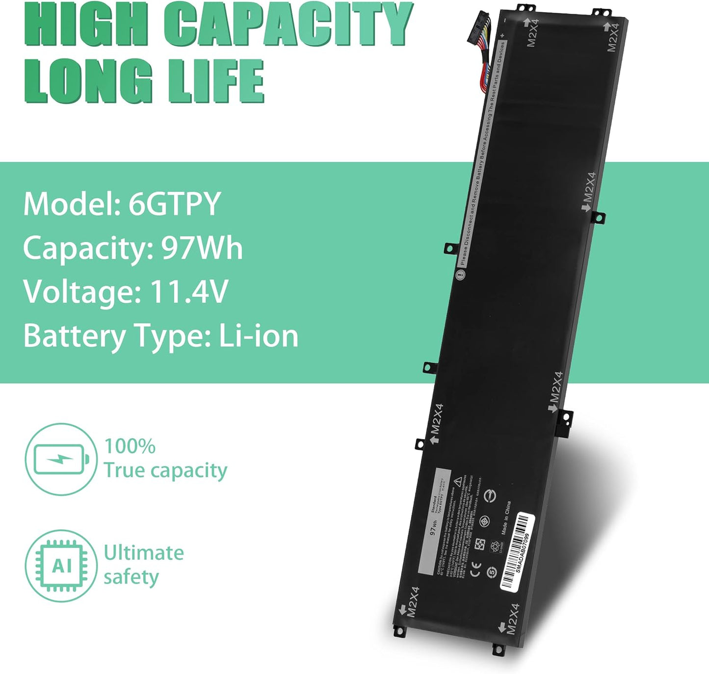 Battery Dell XPS 15 9560 9570 7590 6 Cell